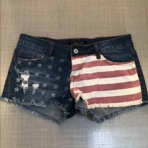 American Flag jean shorts